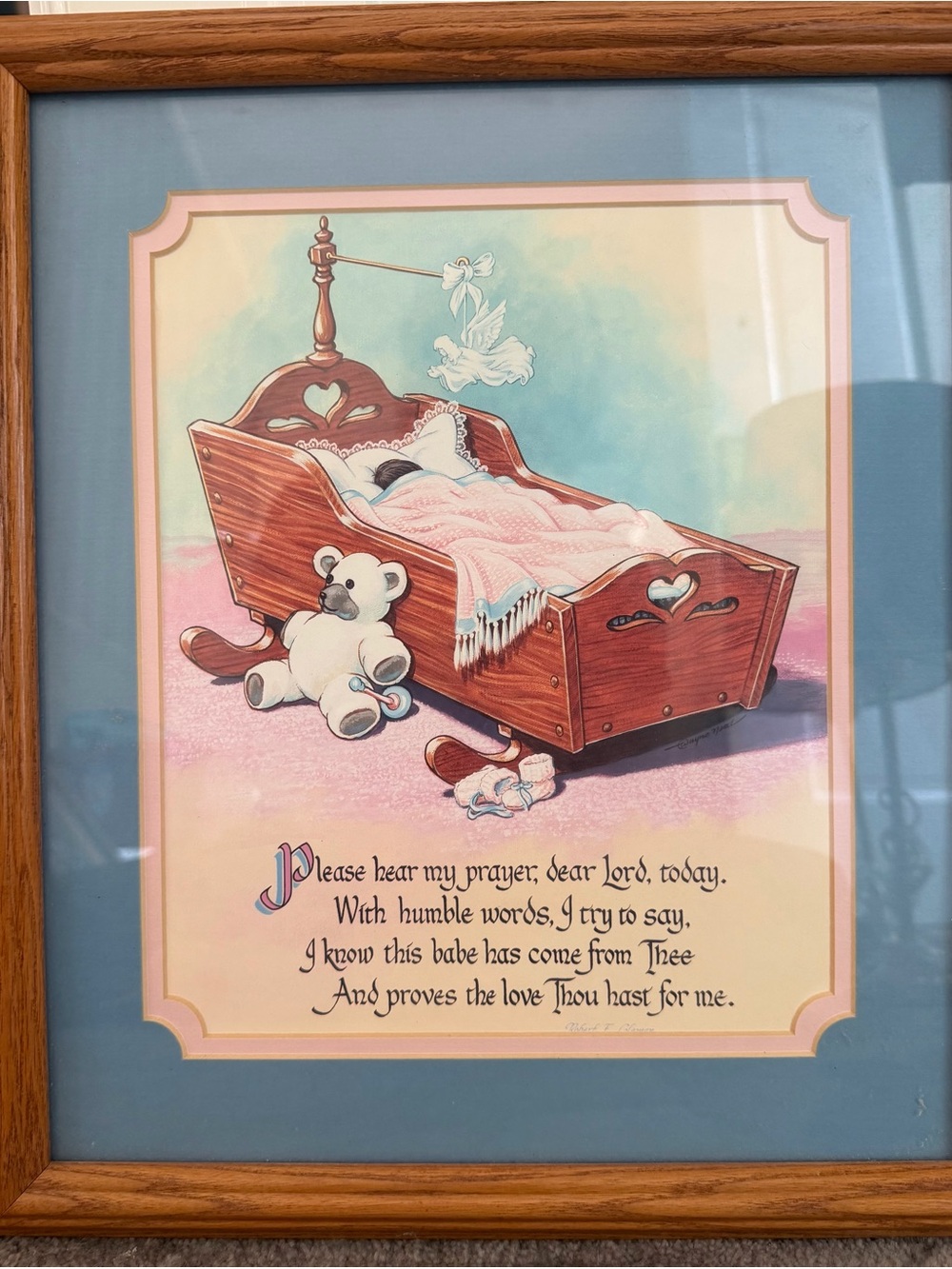 Vintage Home & Garden Party Framed Nursery Art Print "A Baby's Prayer"